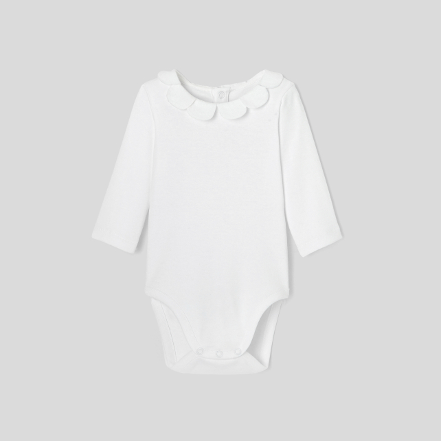 Baby girl bodysuit with petal collar Baby girl bodysuit with petal collar