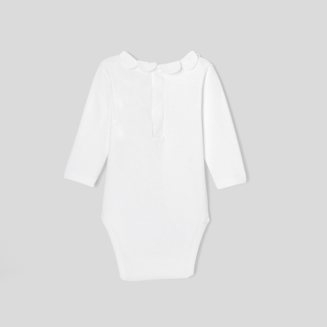 Baby girl bodysuit with petal collar Baby girl bodysuit with petal collar