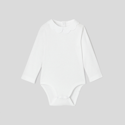 Baby girl bodysuit with scalloped collar