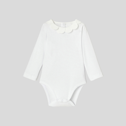 Toddler girl bodysuit with petal collar