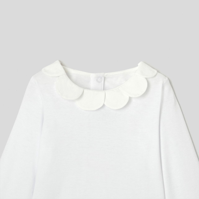 Baby girl bodysuit with petal collar Baby girl bodysuit with petal collar