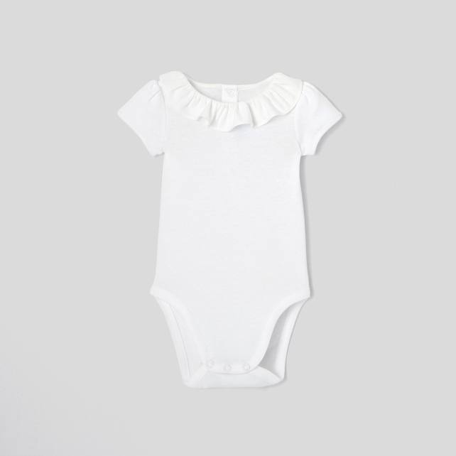 Baby girl bodysuit with ruffled collar Baby girl bodysuit with ruffled collar