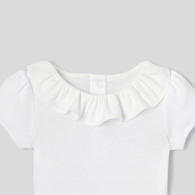 Baby girl bodysuit with ruffled collar Baby girl bodysuit with ruffled collar