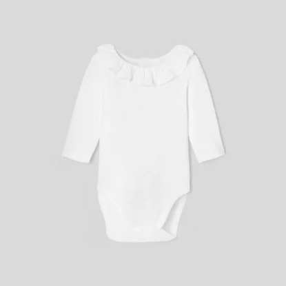 Baby girl bodysuit with frilled collar