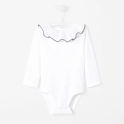 Toddler girl bodysuit with frilled collar