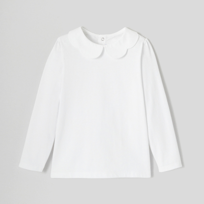 Girl T-shirt with scalloped collar