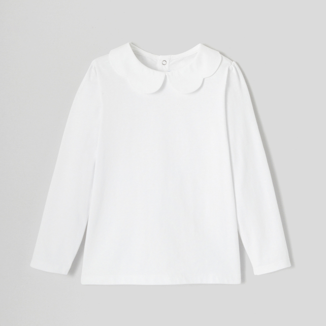 Girl tee-shirt with petal collar Girl tee-shirt with petal collar