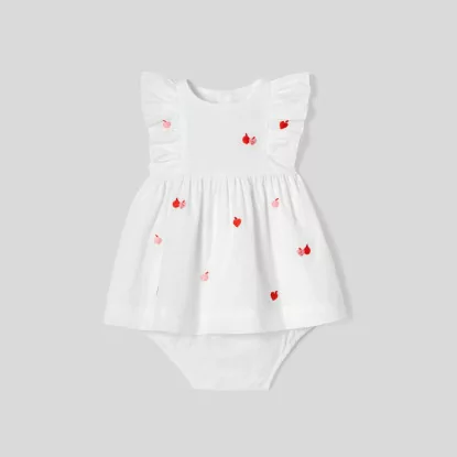 Embroidered poplin baby girl dress