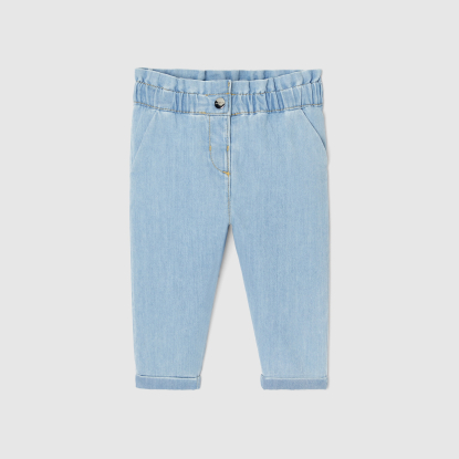 Baby girl trousers in light denim