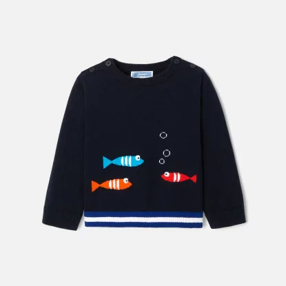 Baby boy intarsia fish jumper