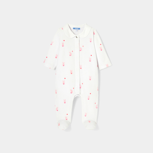 Baby girl pyjamas in printed velvet Baby girl pyjamas in printed velvet