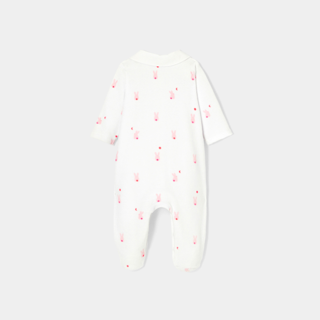 Baby girl pyjamas in printed velvet Baby girl pyjamas in printed velvet