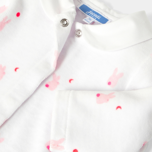 Baby girl pyjamas in printed velvet Baby girl pyjamas in printed velvet