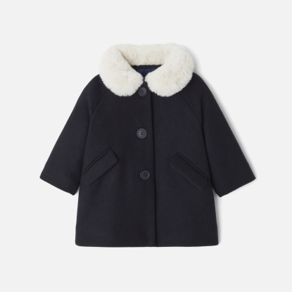 Manteau bébé fille en drap de laine
