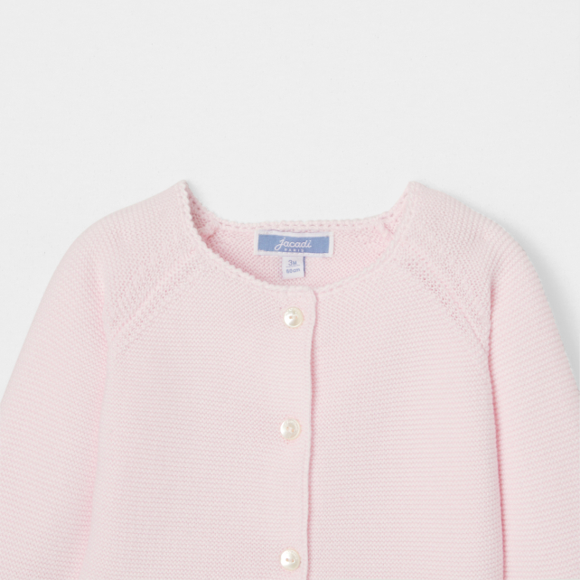 Cardigan bébé fille en point mousse Cardigan bébé fille en point mousse