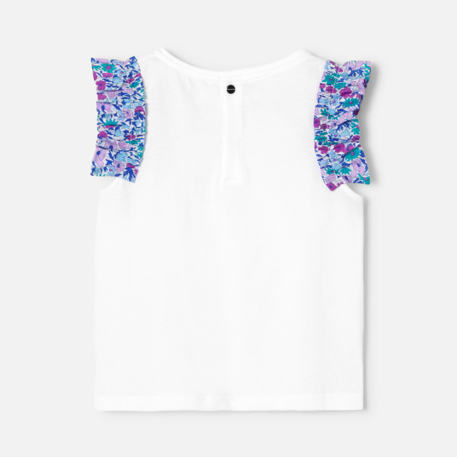 Girl T-shirt with ruffles in Liberty fabric Girl T-shirt with ruffles in Liberty fabric