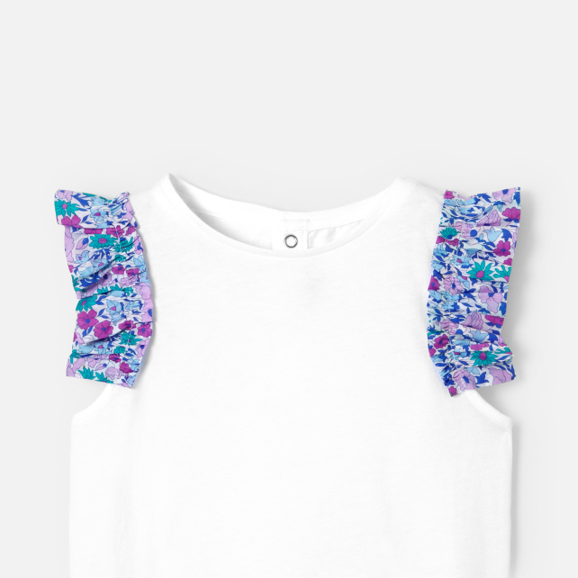 Girl T-shirt with ruffles in Liberty fabric Girl T-shirt with ruffles in Liberty fabric