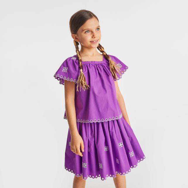 Blouse enfant fille manches volantées Blouse enfant fille manches volantées