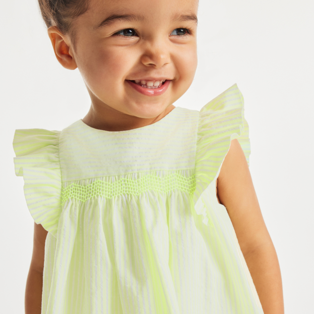 Baby girl dress in seersucker Baby girl dress in seersucker