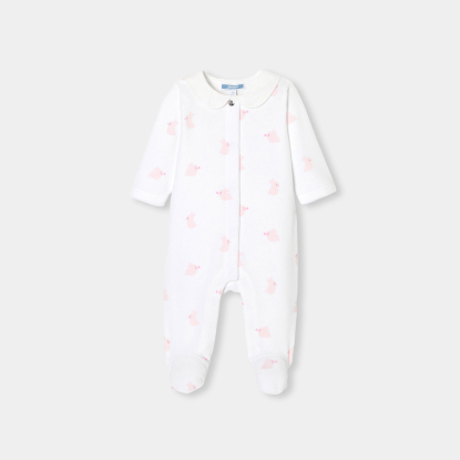 Baby girl velvet pyjamas with bunny pattern