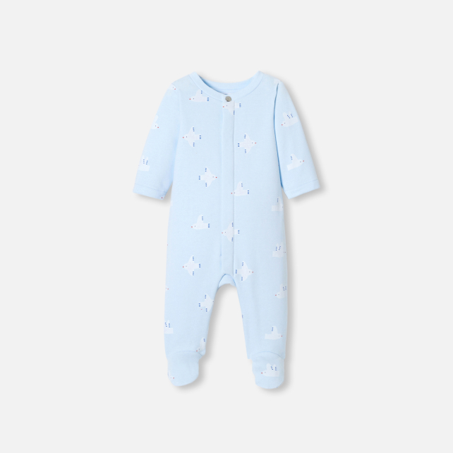 Baby pajamas in fleece with a seagull pattern Baby pajamas in fleece with a seagull pattern