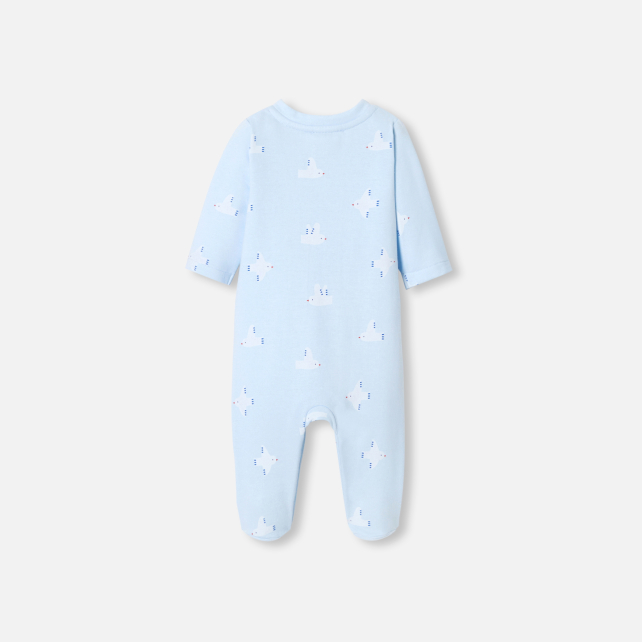 Baby pajamas in fleece with a seagull pattern Baby pajamas in fleece with a seagull pattern