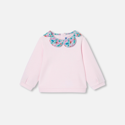 Baby girl sweatshirt with Liberty fabric collar