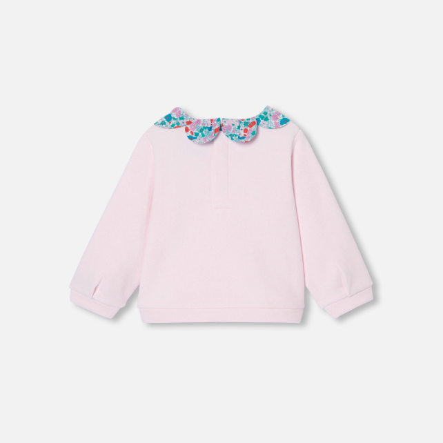 Baby girl sweatshirt with Liberty fabric collar Baby girl sweatshirt with Liberty fabric collar