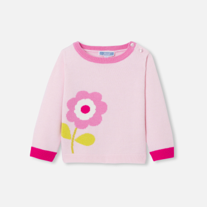 Pull bébé fille Intarsia fleurs