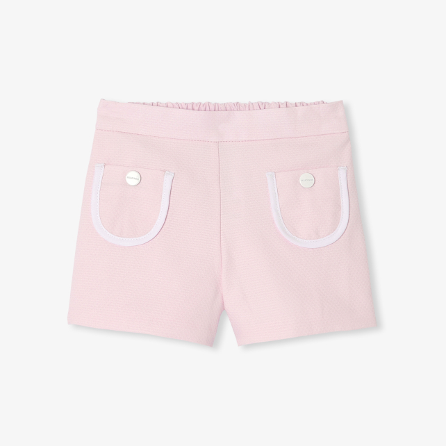 Baby girl shorts in honeycomb piqué Baby girl shorts in honeycomb piqué