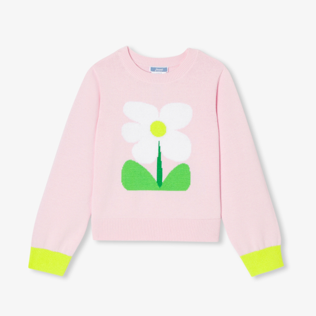 Pull enfant fille intarsia fleur Pull enfant fille intarsia fleur