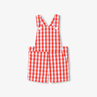Baby boy short overalls in gingham