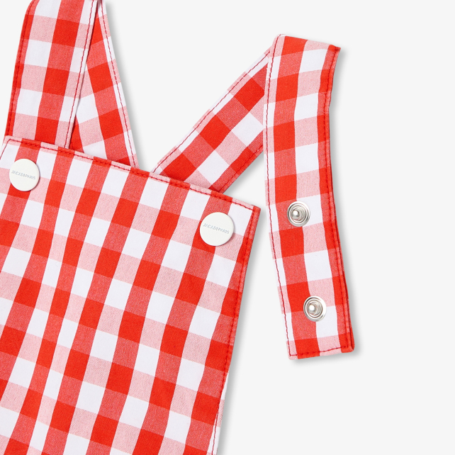 Baby boy short overalls in gingham Baby boy short overalls in gingham