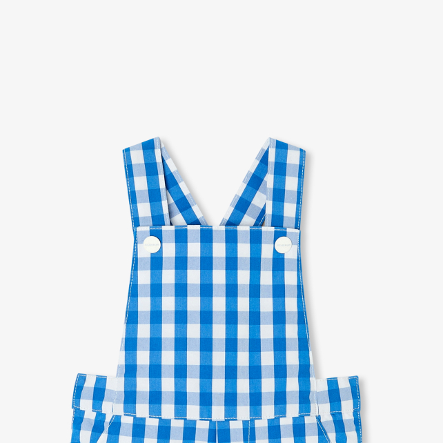 Baby boy short overalls in gingham Baby boy short overalls in gingham
