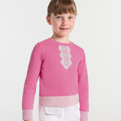 Pull enfant fille à col trompe-l'œil