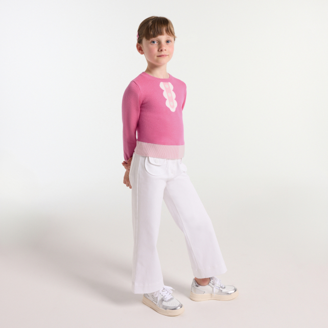 Girl sweater with trompe-l'œil collar