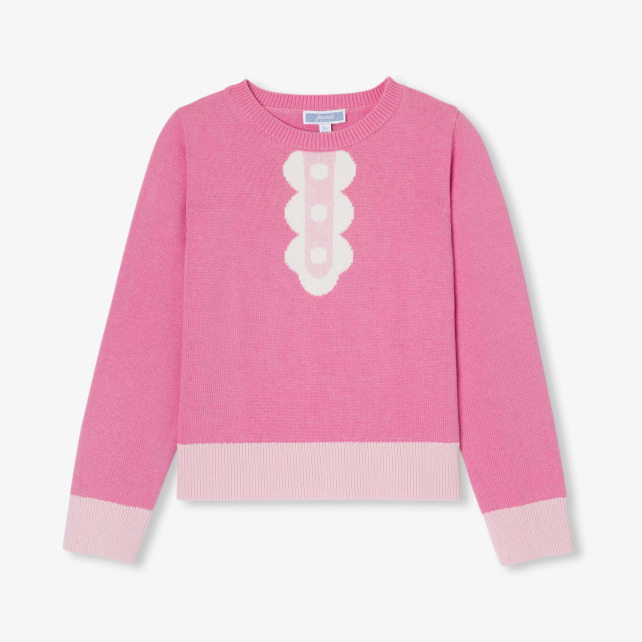 Girl sweater with trompe-l'œil collar