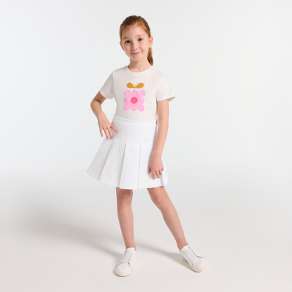 Jupe plissée enfant fille en gabardine