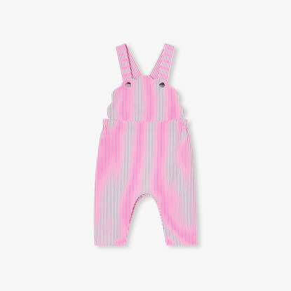 Baby girl overalls in striped twill
