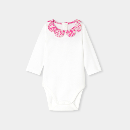 Baby girl bodysuit with petal collar