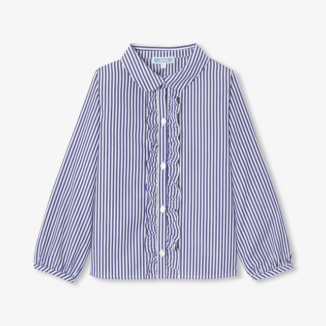 Girl shirt in striped poplin