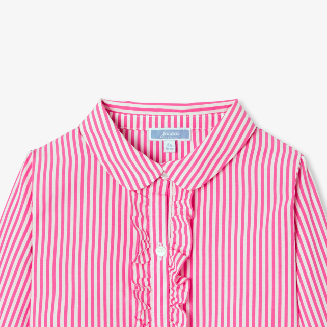 Girl shirt in striped poplin Girl shirt in striped poplin