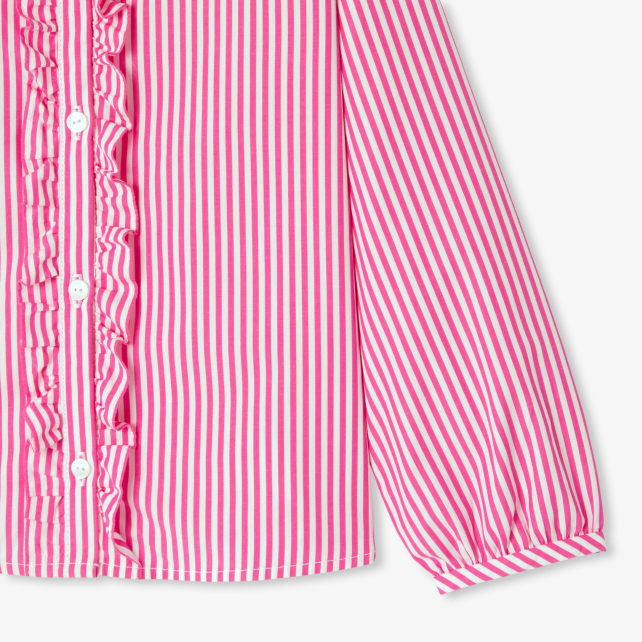 Girl shirt in striped poplin Girl shirt in striped poplin