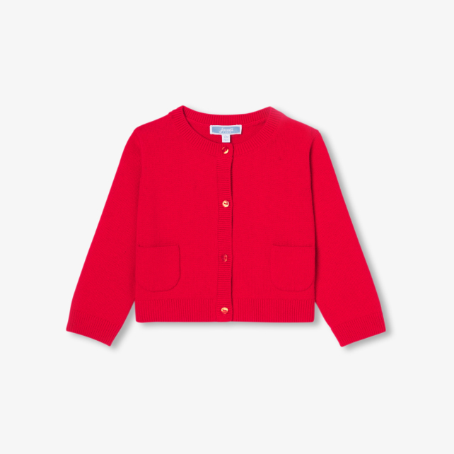 Baby girl cardigan in cotton and wool Baby girl cardigan in cotton and wool