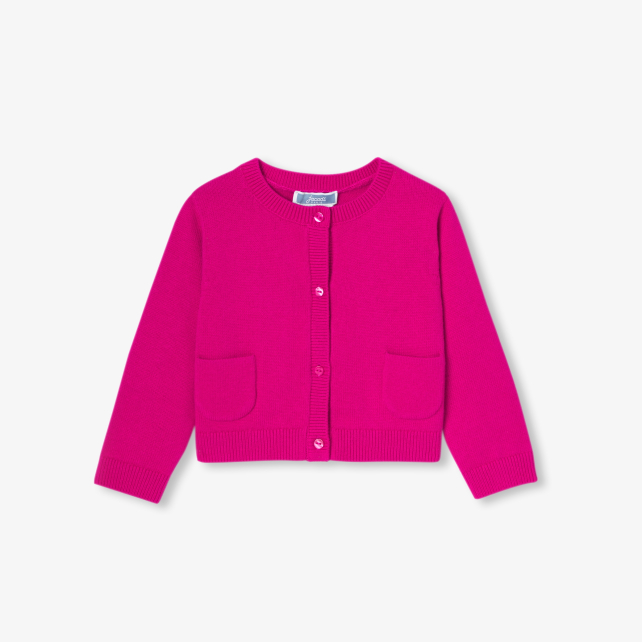 Baby girl cardigan in cotton and wool Baby girl cardigan in cotton and wool