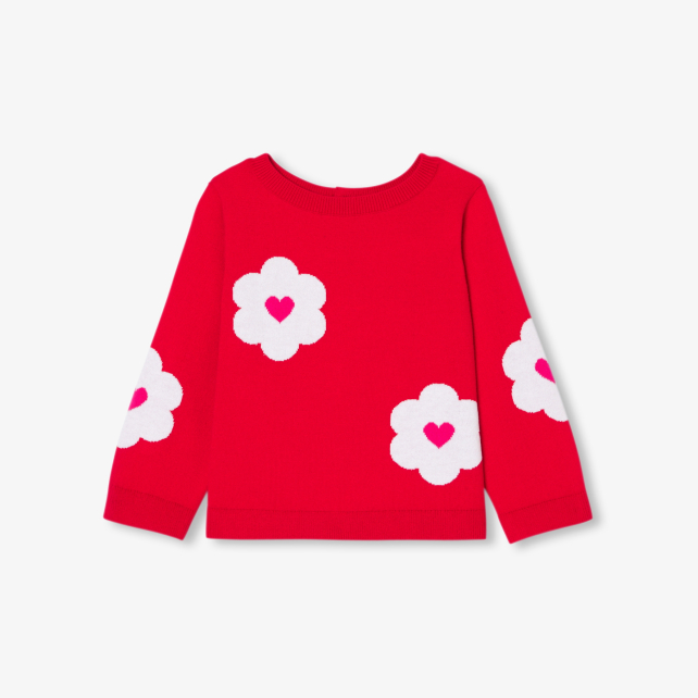 Baby girl cotton jacquard flower sweater Baby girl cotton jacquard flower sweater