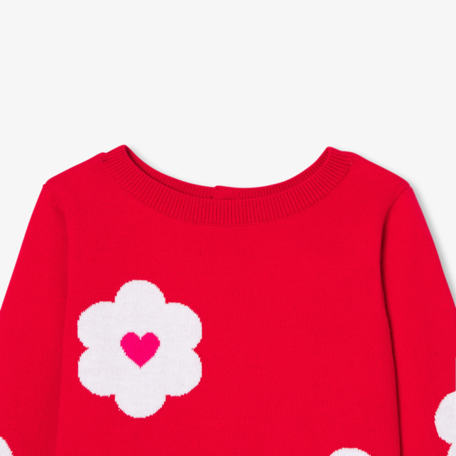 Baby girl cotton jacquard flower sweater Baby girl cotton jacquard flower sweater