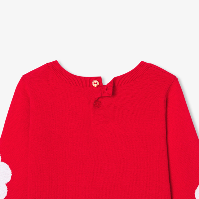 Pull bébé fille en coton jacquard fleur Pull bébé fille en coton jacquard fleur