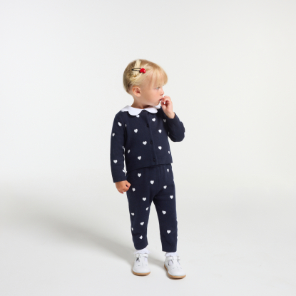 Pantalon bébé fille en tricot motif cœur