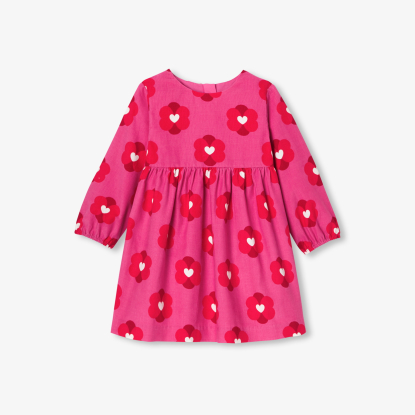 Robe bébé fille en velours milleraies